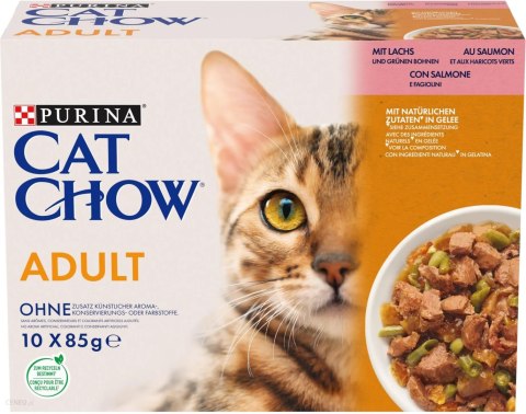 Cat Chow Adult GiJ Łosoś Zielona Fasolka Multipack 10x85g
