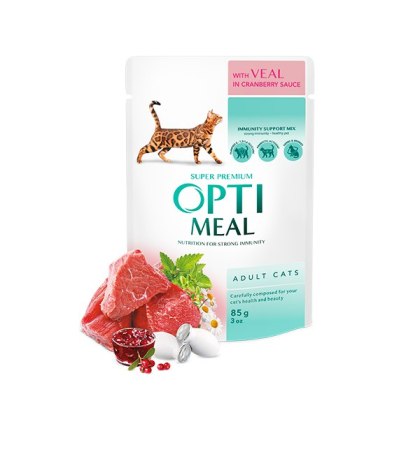 Opti Meal Super Premium - Cielęcina W Sosie Żurawinowym 85g