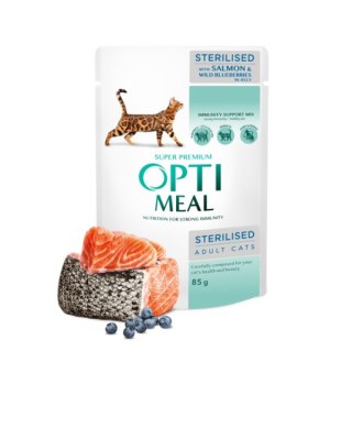 Opti Meal Super Premium "Sterilised"- Z Łososiem, Borówkami 85g