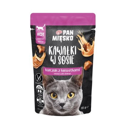 Pan Mięsko Karma Mokra Dla Kota Kawałki W Sosie Kurczak Z Krewetkami 85g