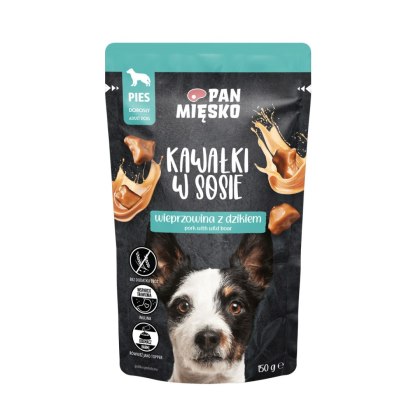 Pan Mięsko Karma Mokra Dla Psa Kawałki W Sosie Wieprzowina Z Dzikiem 150g
