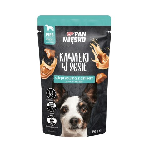 Pan Mięsko Karma Mokra Dla Psa Kawałki W Sosie Wieprzowina Z Dzikiem 150g
