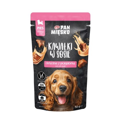 Pan Mięsko Karma Mokra Dla Szczeniaka Kawałki W Sosie Cielęcina Z Przepiórką 150g