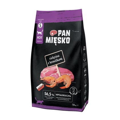Pan Mięsko Karma Sucha Dla Kota Cielęcina Z Krewetkami Chrupki S 1,6kg