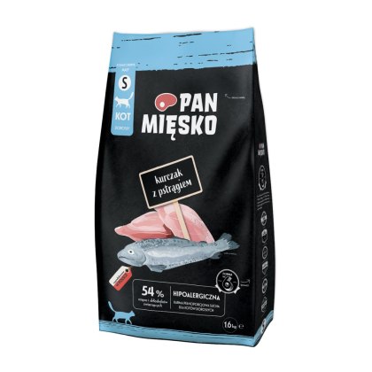 Pan Mięsko Karma Sucha Dla Kota Kurczak Z Pstrągiem Chrupki S 1,6kg