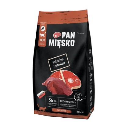 Pan Mięsko Karma Sucha Dla Kota Wołowina Z Jeleniem Chrupki M 1,6kg