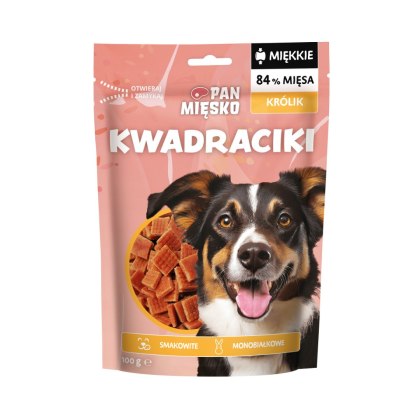 Pan Mięsko Przysmak dla psa Kwadraciki Królik 100g