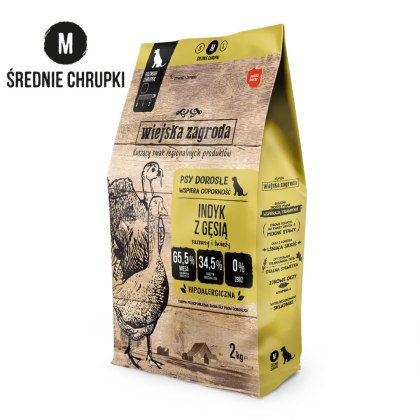 Wiejska Zagroda Karma Sucha Dla Psa Indyk Z Gęsią Chrupki M 2kg
