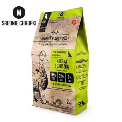 Wiejska Zagroda Karma Sucha Dla Psa Kaczka Z Gruszką Chrupki M 2kg