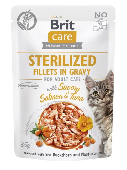 Brit Care Cat Fillets in Gravy Sterilized Łosoś z Tuńczykiem 85g