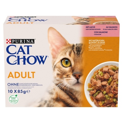 Cat Chow Adult GiJ Łosoś Zielona Fasolka Multipack 10x85g