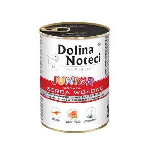 Dolina Noteci Premium Junior Bogata w Serca Wołowe 400g