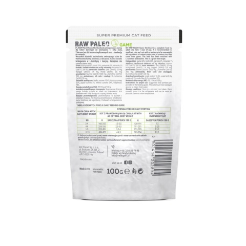 Raw Paleo Adult Cat Game 100g