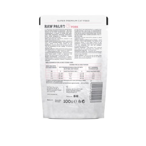 Raw Paleo Kitten Cat Pork 100g